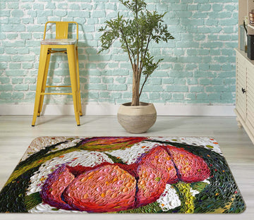 3D Red Rose 1010 Dena Tollefson Rug Non Slip Rug Mat