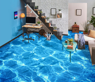 3D Blue Pond Water 1436 Floor Mural  Wallpaper Murals Self-Adhesive Removable Print Epoxy
