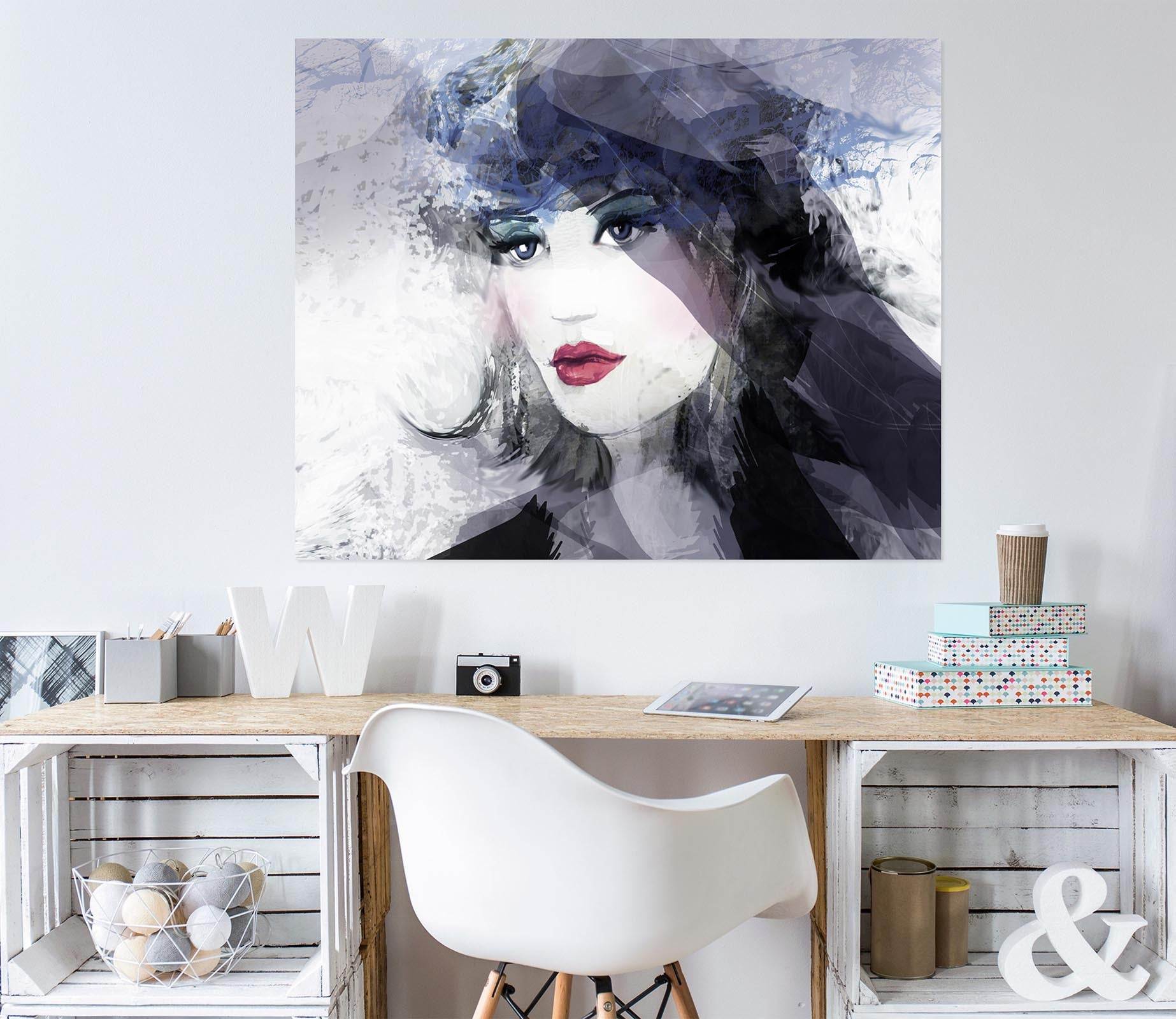 3D Woman Black Hat 1003 Wall Sticker