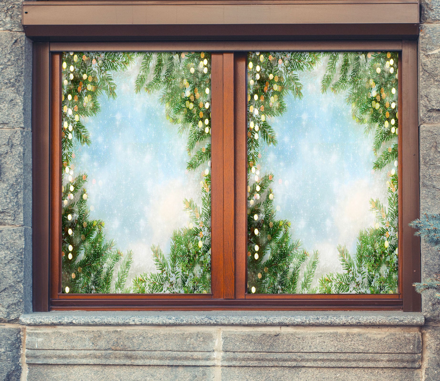 3D Tree Branches Sky 31021 Christmas Window Film Print Sticker Cling Stained Glass Xmas