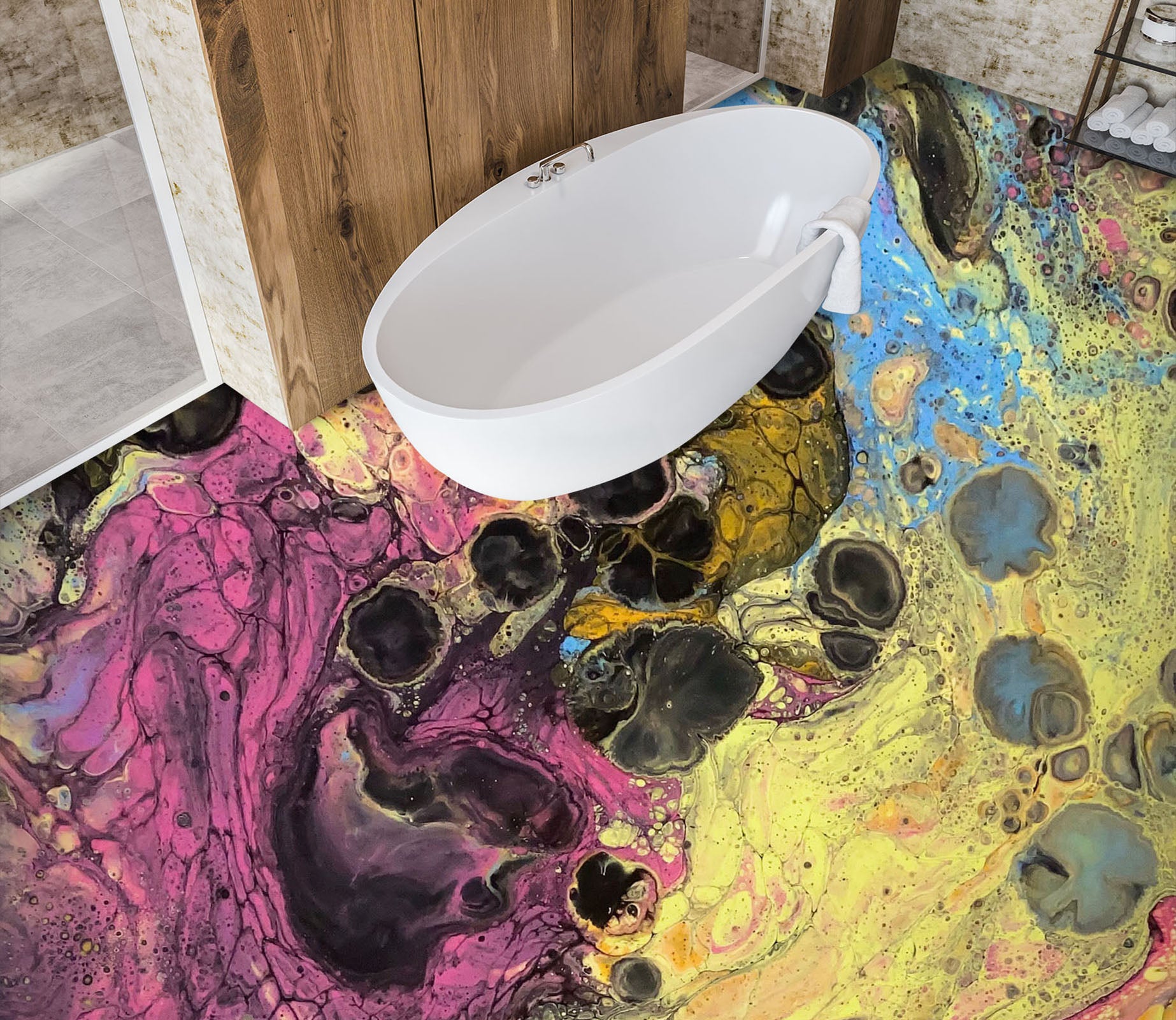 3D Colorful Paint Pattern 98207 Valerie Latrice Floor Mural  Wallpaper Murals Self-Adhesive Removable Print Epoxy