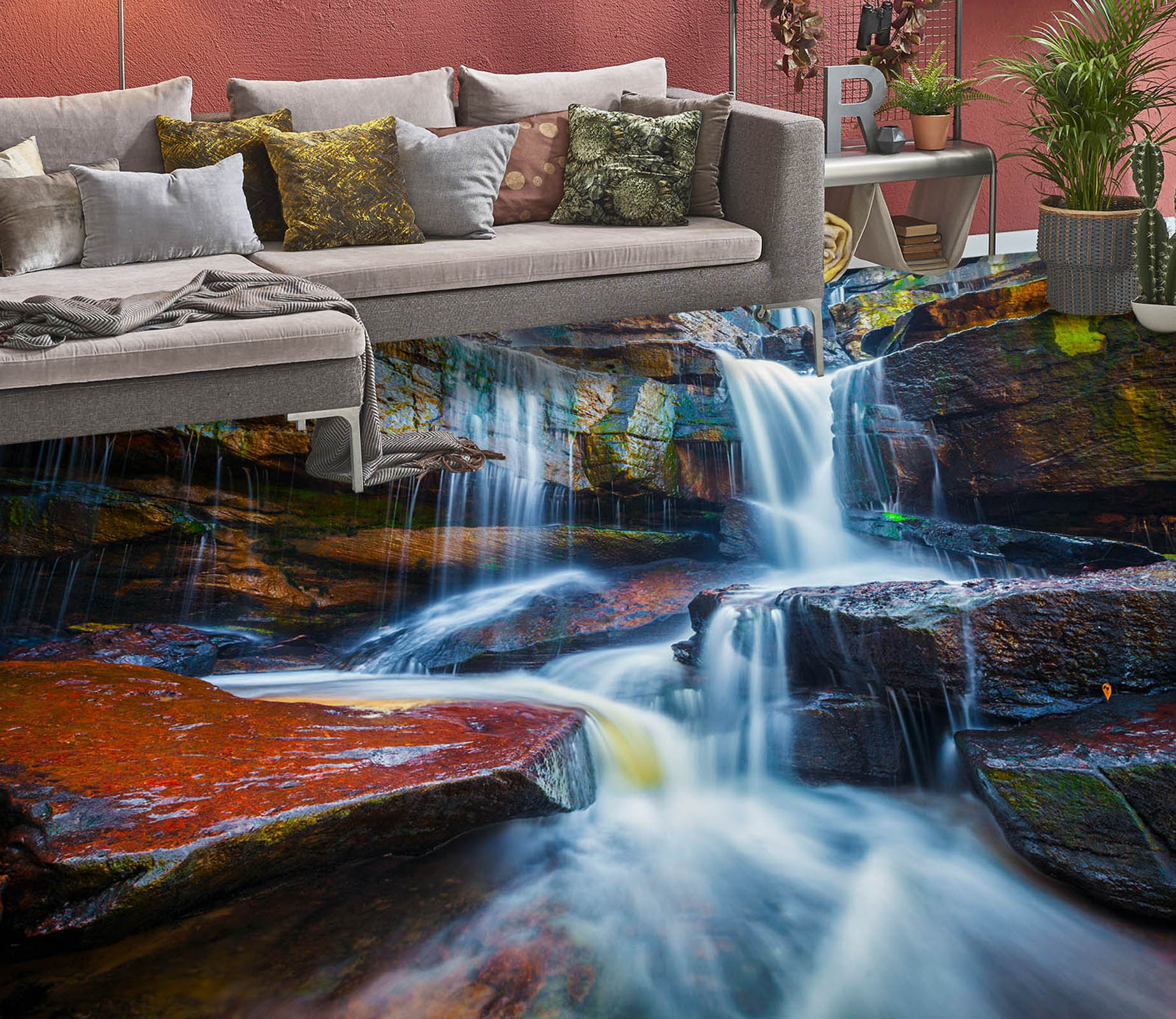 3D Chic Blue Waterfall 1462 Floor Mural  Wallpaper Murals Self-Adhesive Removable Print Epoxy