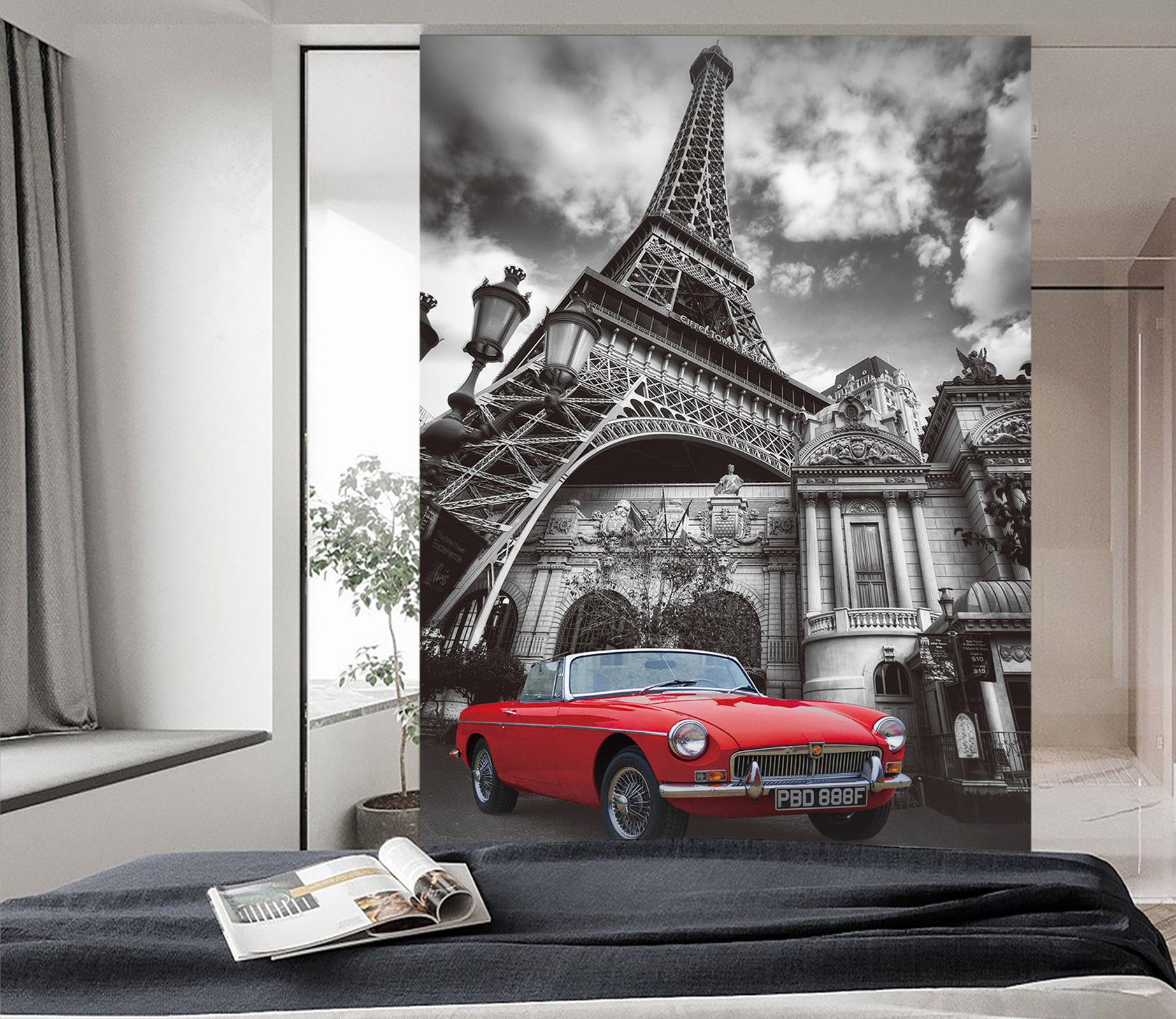 3D Eiffel Tower Villa Car 439 Vehicle Wall Murals
