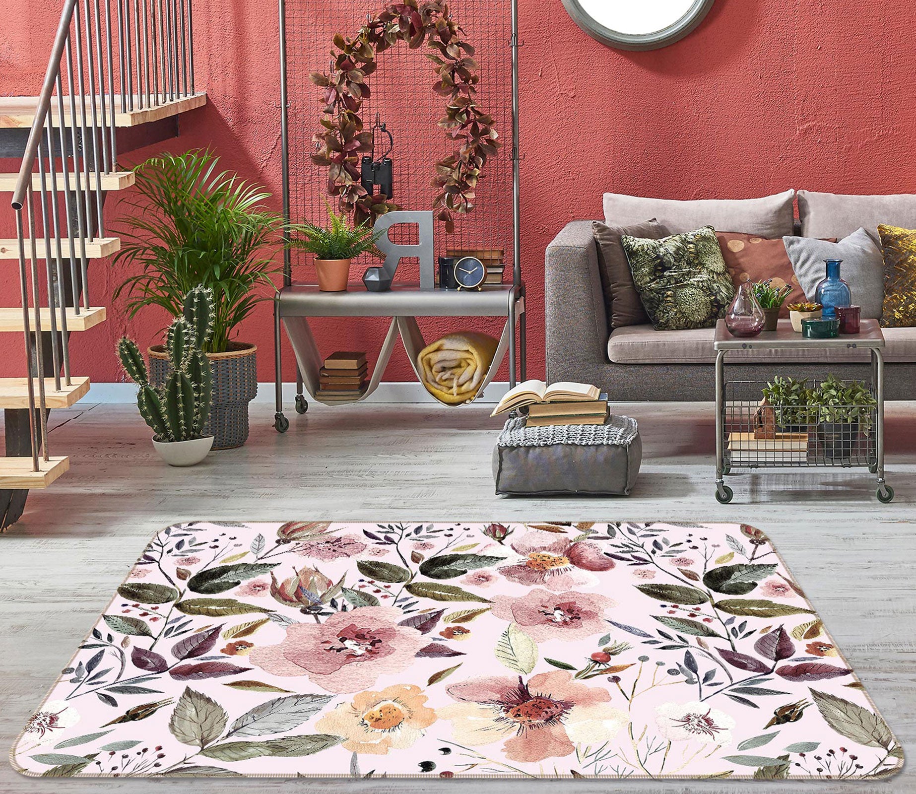 3D Flowers Open 083 Uta Naumann Rug Non Slip Rug Mat