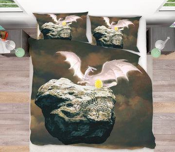 3D White Dragon Golden Egg 6208 Ciruelo Bedding Bed Pillowcases Quilt