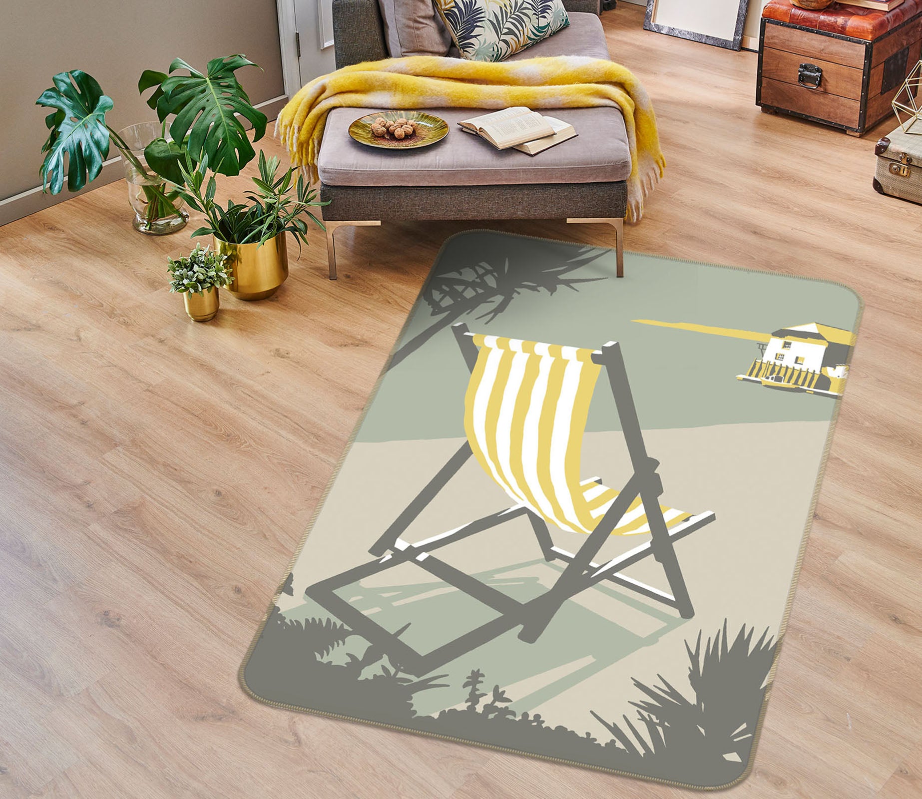 3D Rock Deckchair 1137 Steve Read Rug Non Slip Rug Mat