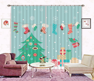 3D Snowflake Color Socks 54 Curtains Drapes Curtains AJ Creativity Home 