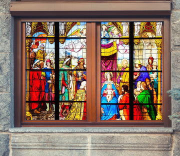 3D Church Baby 117 Window Film Print Sticker Cling Stained Glass UV Block
