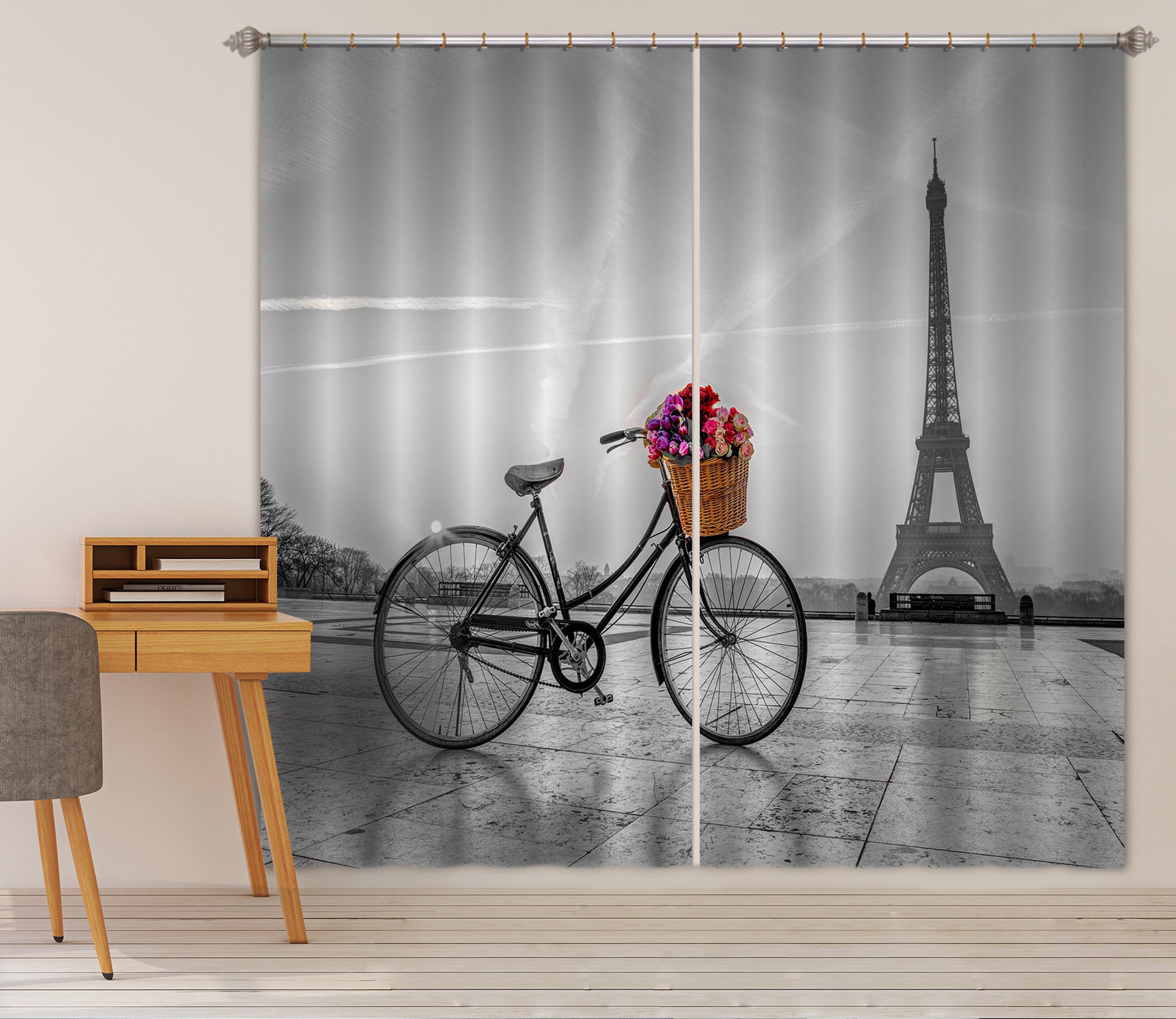 3D Eiffel Tower Bike 007 Assaf Frank Curtain Curtains Drapes
