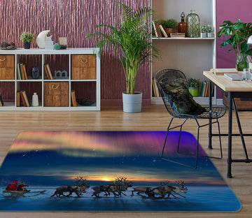 3D Reindeer Sleigh 075 Animal Non Slip Rug Mat