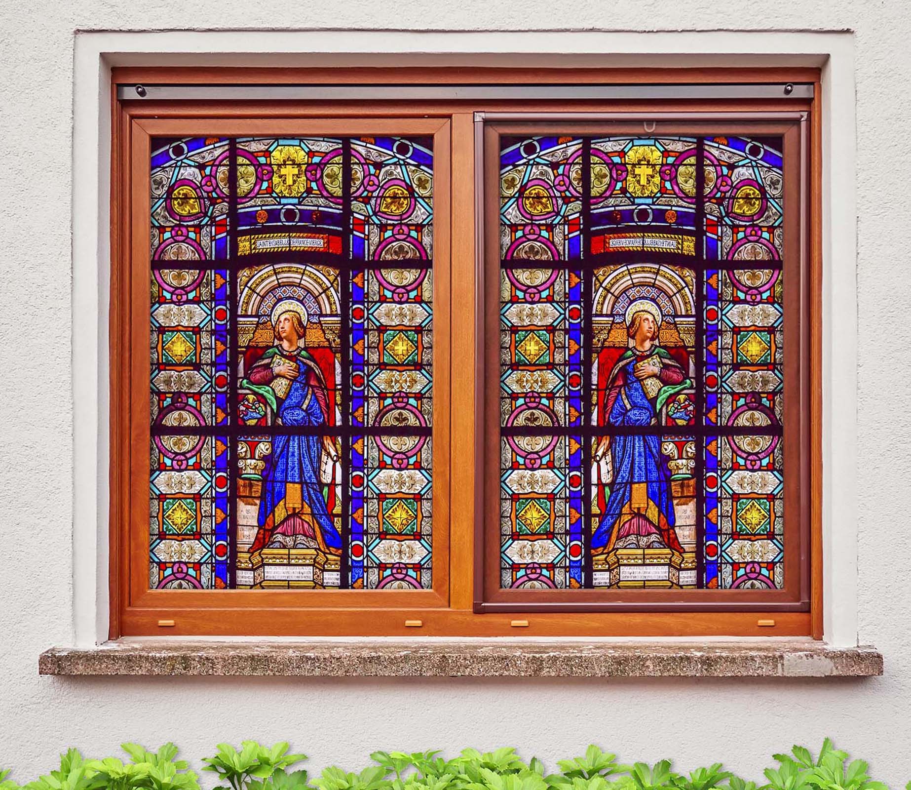 3D Throne Queen 161 Window Film Print Sticker Cling Stained Glass UV Block