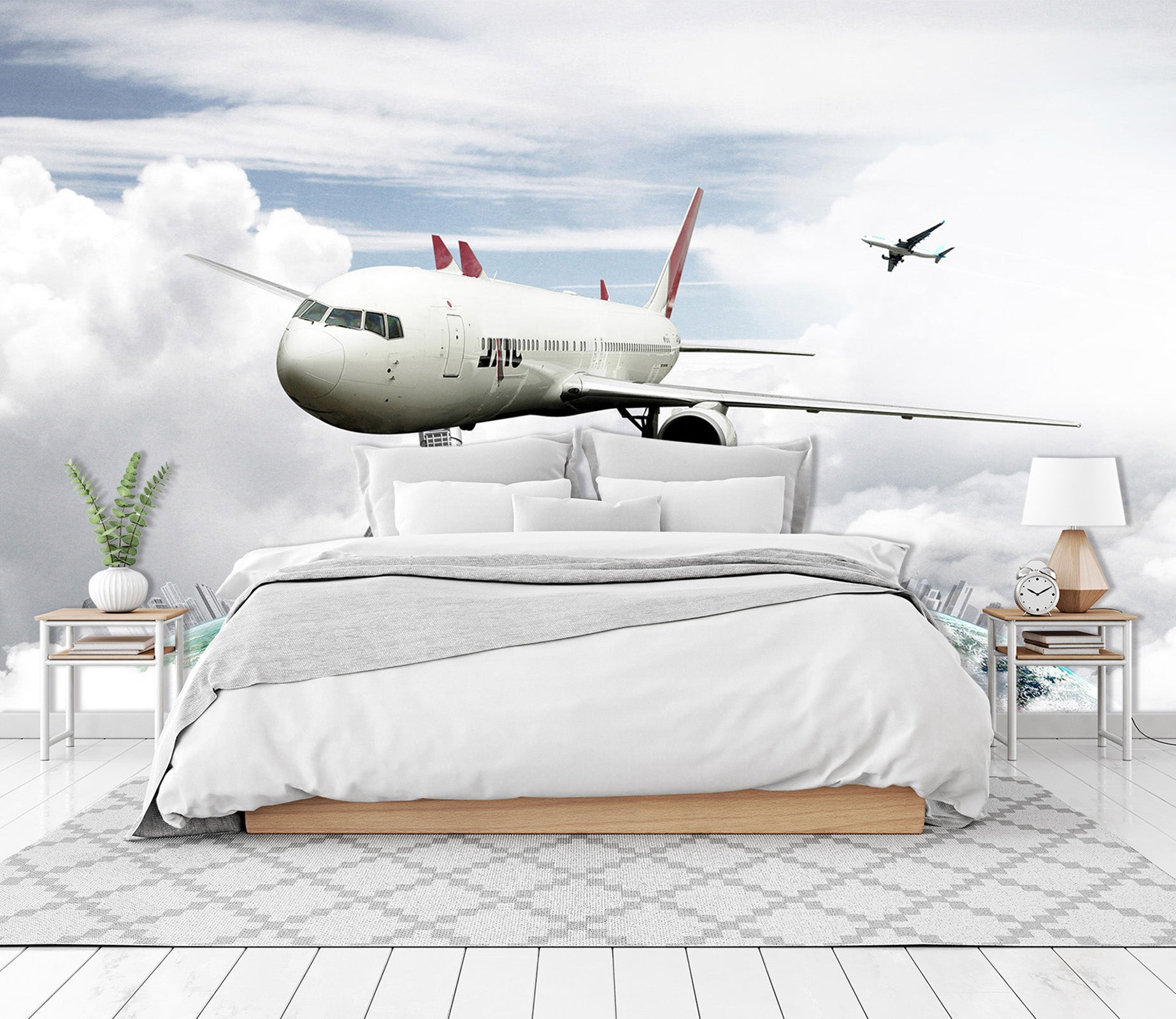3D Earth Cloud Plane 280 Vehicle Wall Murals