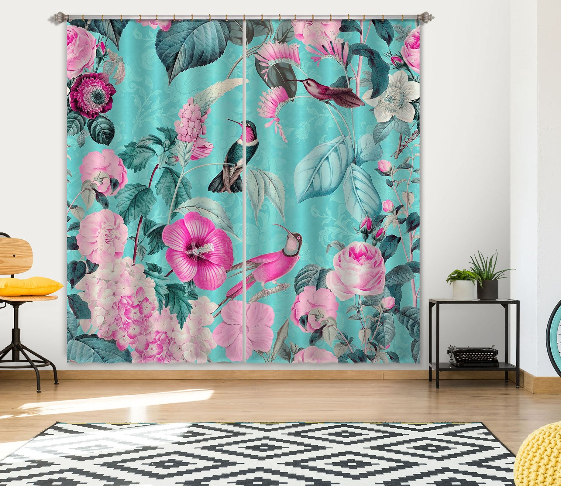 3D Bird And Flower Forest 063 Andrea haase Curtain Curtains Drapes Wallpaper AJ Wallpaper 