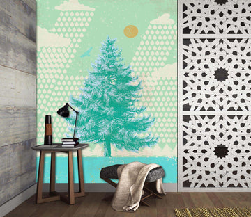 3D Blue Fir Tree 1416 Showdeer Wall Mural Wall Murals