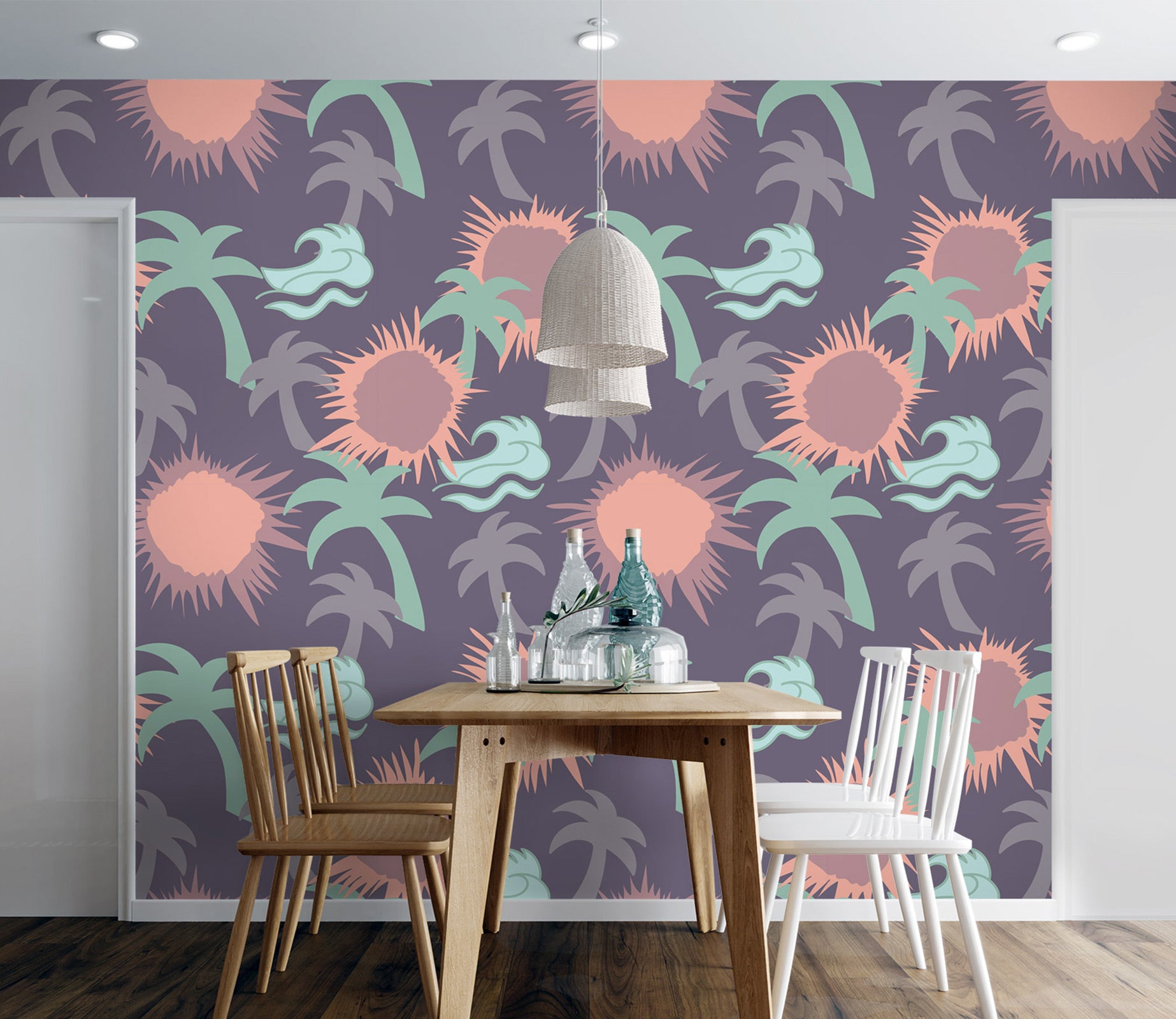 3D Coconut Sun Pattern 98132 Kasumi Loffler Wall Mural Wall Murals