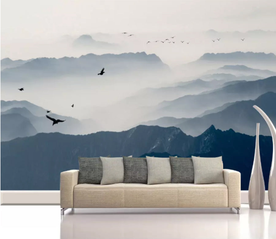 3D Misty Birds 2037 Wall Murals