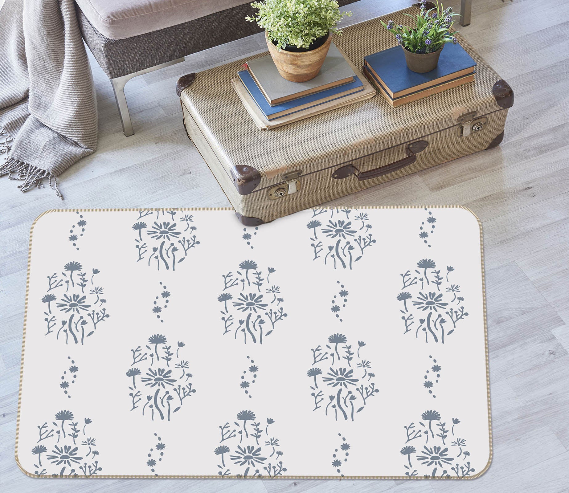 3D Flower Pattern 1101 Jillian Helvey Rug Non Slip Rug Mat