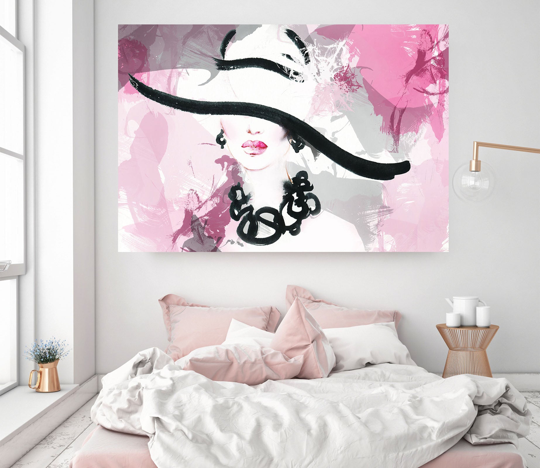 3D White Hat Lady 1014 Wall Sticker