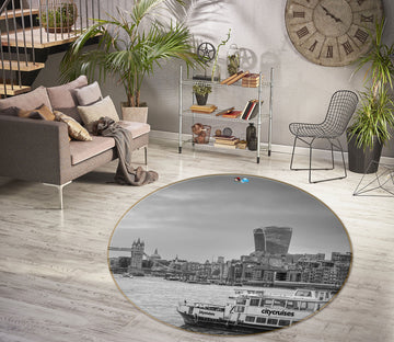 3D Ocean Bridge 7604 Assaf Frank Rug Round Non Slip Rug Mat