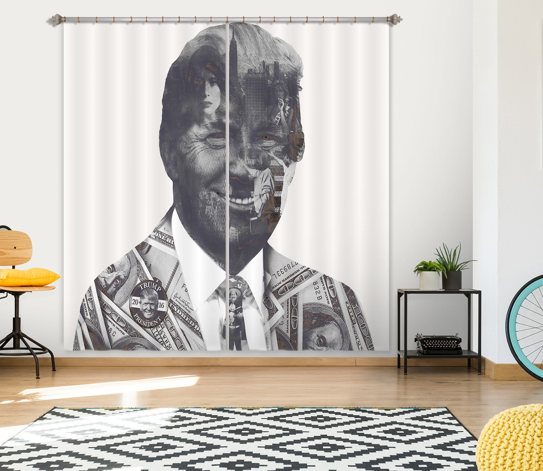 3D Grey Smile 042 Marco Cavazzana Curtain Curtains Drapes