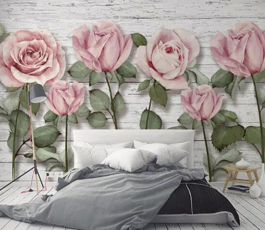 3D Pink Rose WG001 Wall Murals