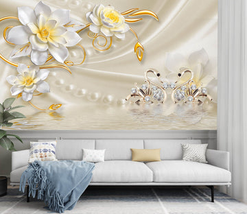 3D White Flowers 1463 Wall Murals