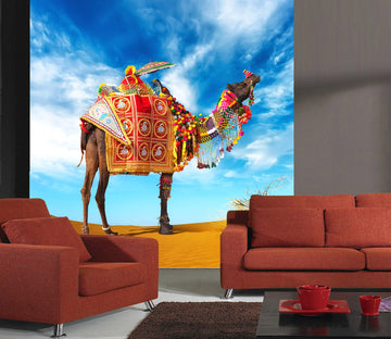 3D Camel Desert 446 Wall Murals