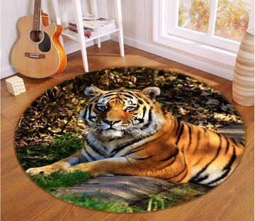 3D Tiger 105 Animal Round Non Slip Rug Mat Mat AJ Creativity Home 