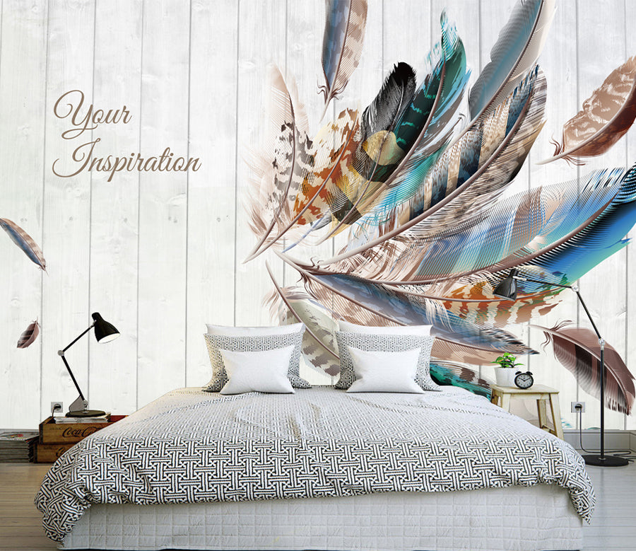 3D Blue Feather WG028 Wall Murals