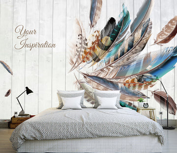 3D Blue Feather WG028 Wall Murals