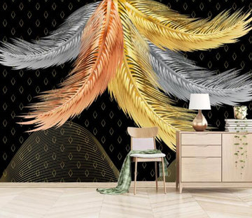 3D Yellow Feather WC2311 Wall Murals