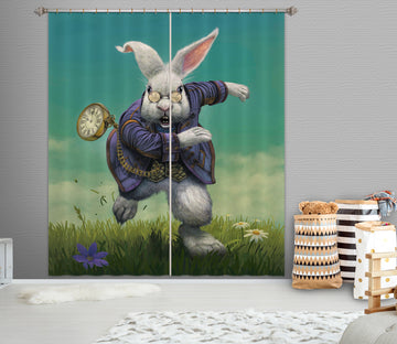 3D White Rabbit 092 Vincent Hie Curtain Curtains Drapes