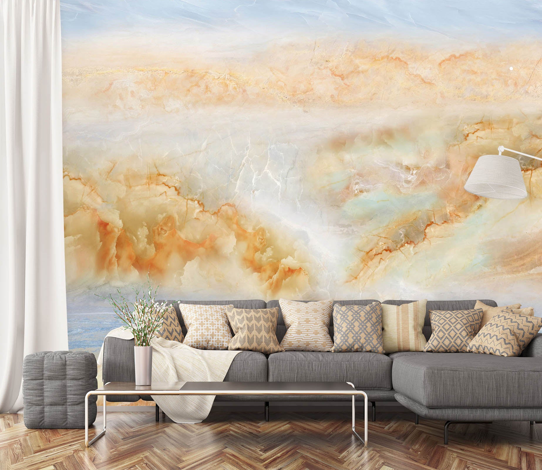 3D Yellow Mountain Peak 1405 Wall Murals
