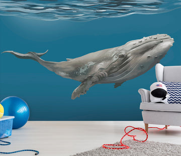 3D Underwater Whale 57078 Wall Murals