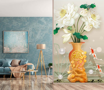 3D Flowers Goldfish 1862 Wall Murals
