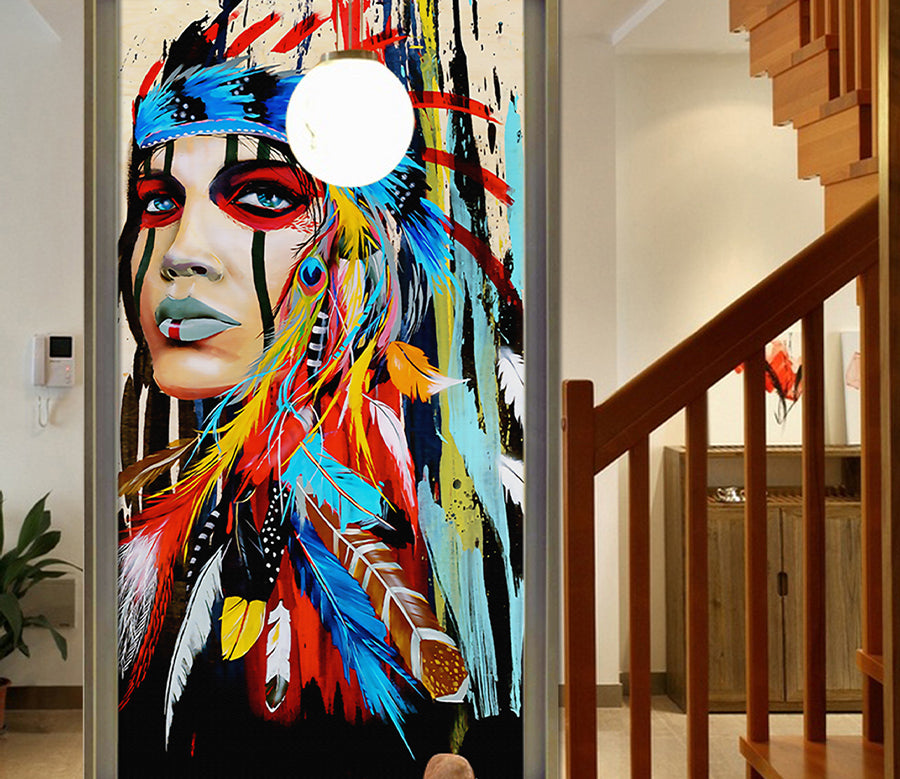 3D Feather Girl WG009 Wall Murals