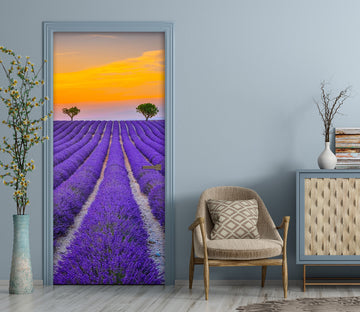 3D Lavender Flower Field 122146 Marco Carmassi Door Mural