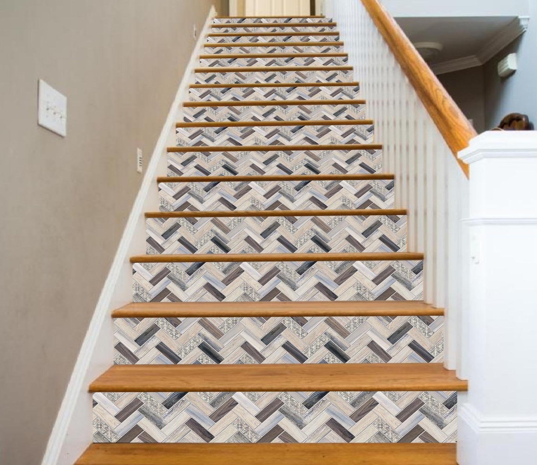 Mosaic Tile Riser 3D Rectangular Mosaic 8605 Marble Tile Texture Stair Risers | AJ Wallpaper