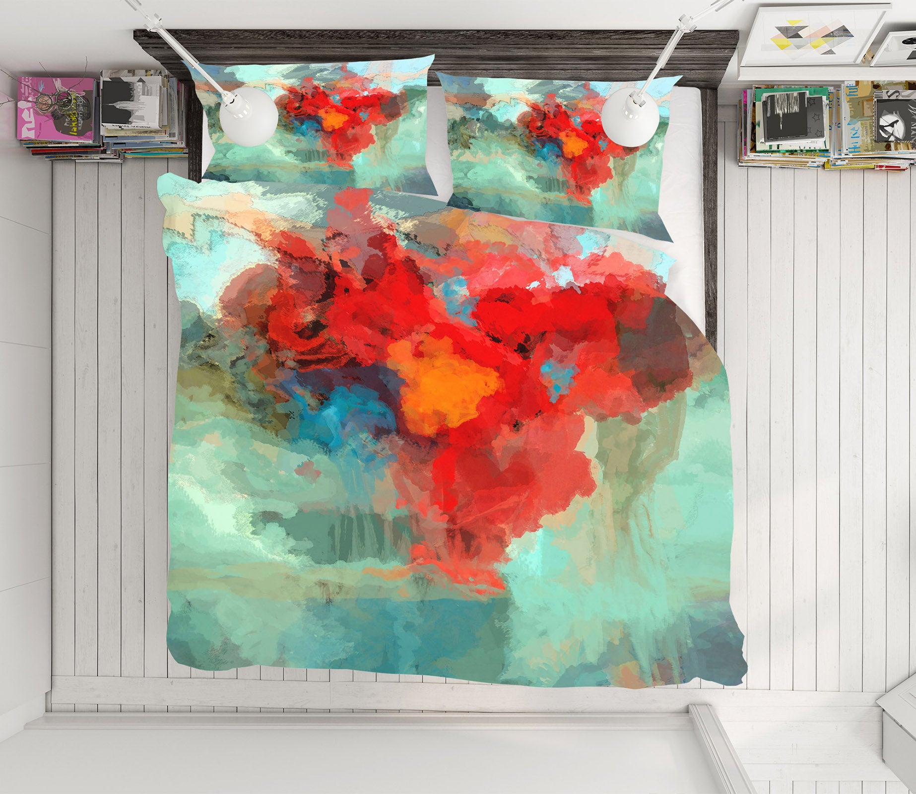 3D Red Flower Pattern 1046 Michael Tienhaara Bedding Bed Pillowcases Quilt