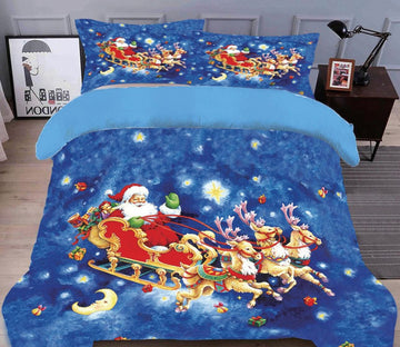 3D Santa Sleigh Deer 32031 Christmas Quilt Duvet Cover Xmas Bed Pillowcases
