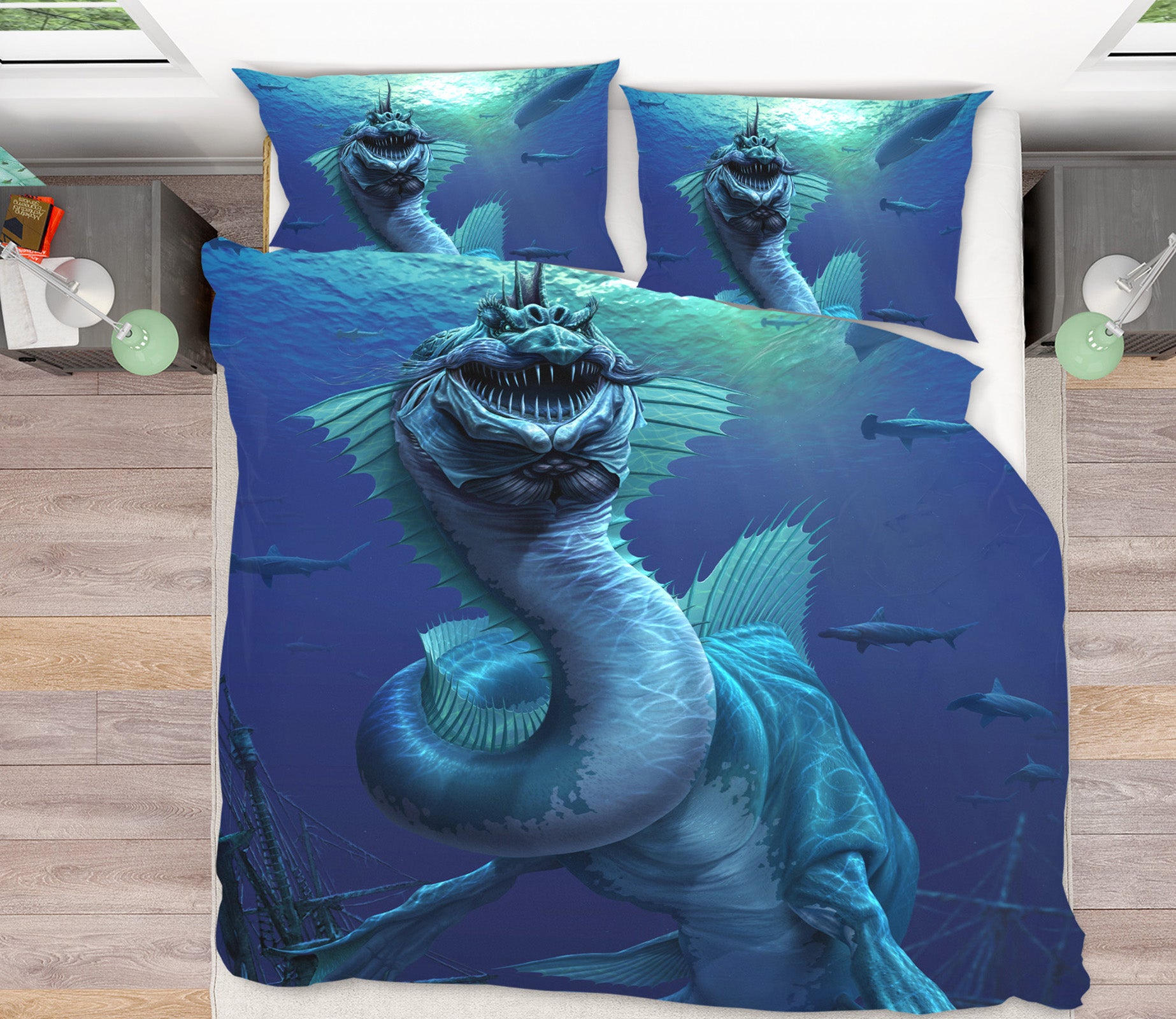 3D Sea Dragon 4074 Tom Wood Bedding Bed Pillowcases Quilt