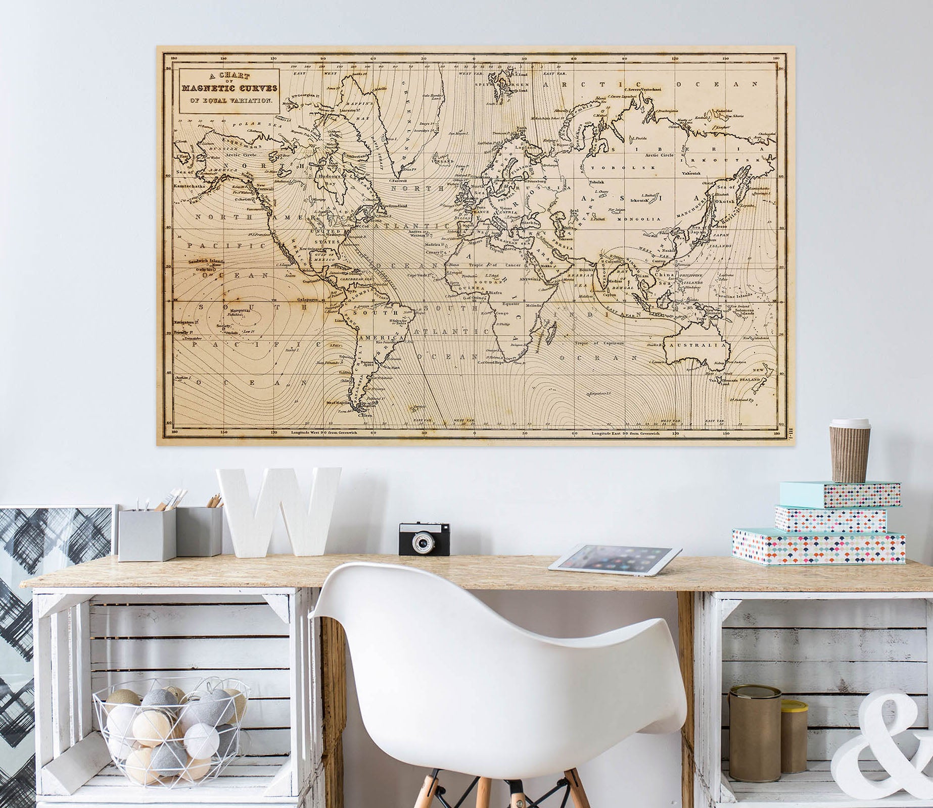 3D World Line 132 World Map Wall Sticker