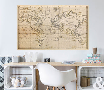 3D World Line 132 World Map Wall Sticker