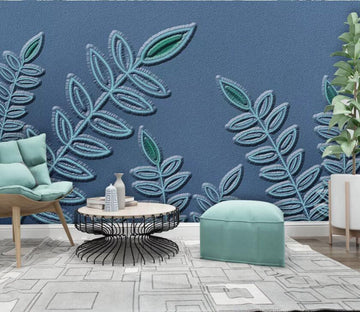 3D Blue Leaves WC72 Wall Murals Wallpaper AJ Wallpaper 2 