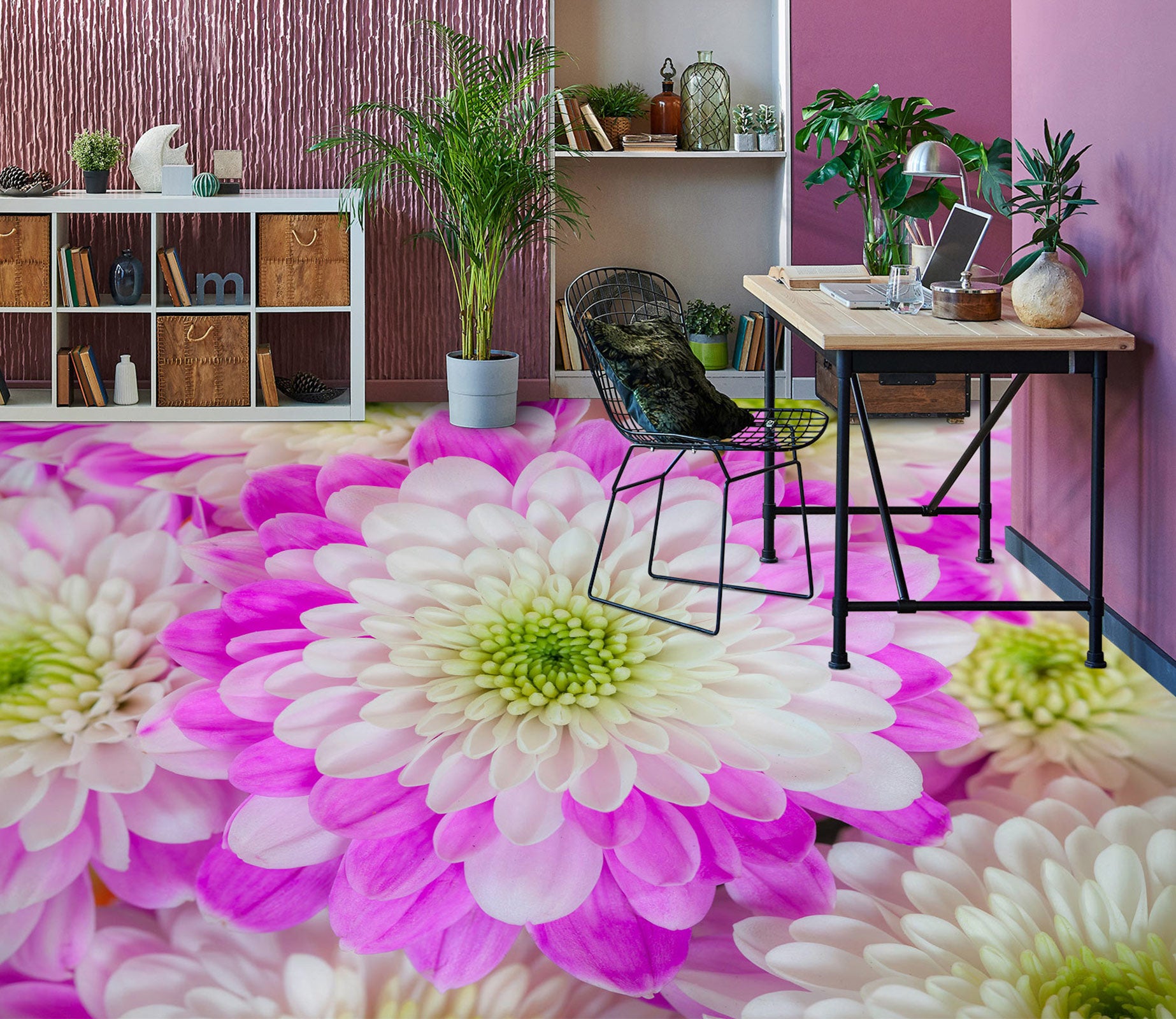 3D White Purple Chrysanthemum 9866 Assaf Frank Floor Mural  Wallpaper Murals Self-Adhesive Removable Print Epoxy