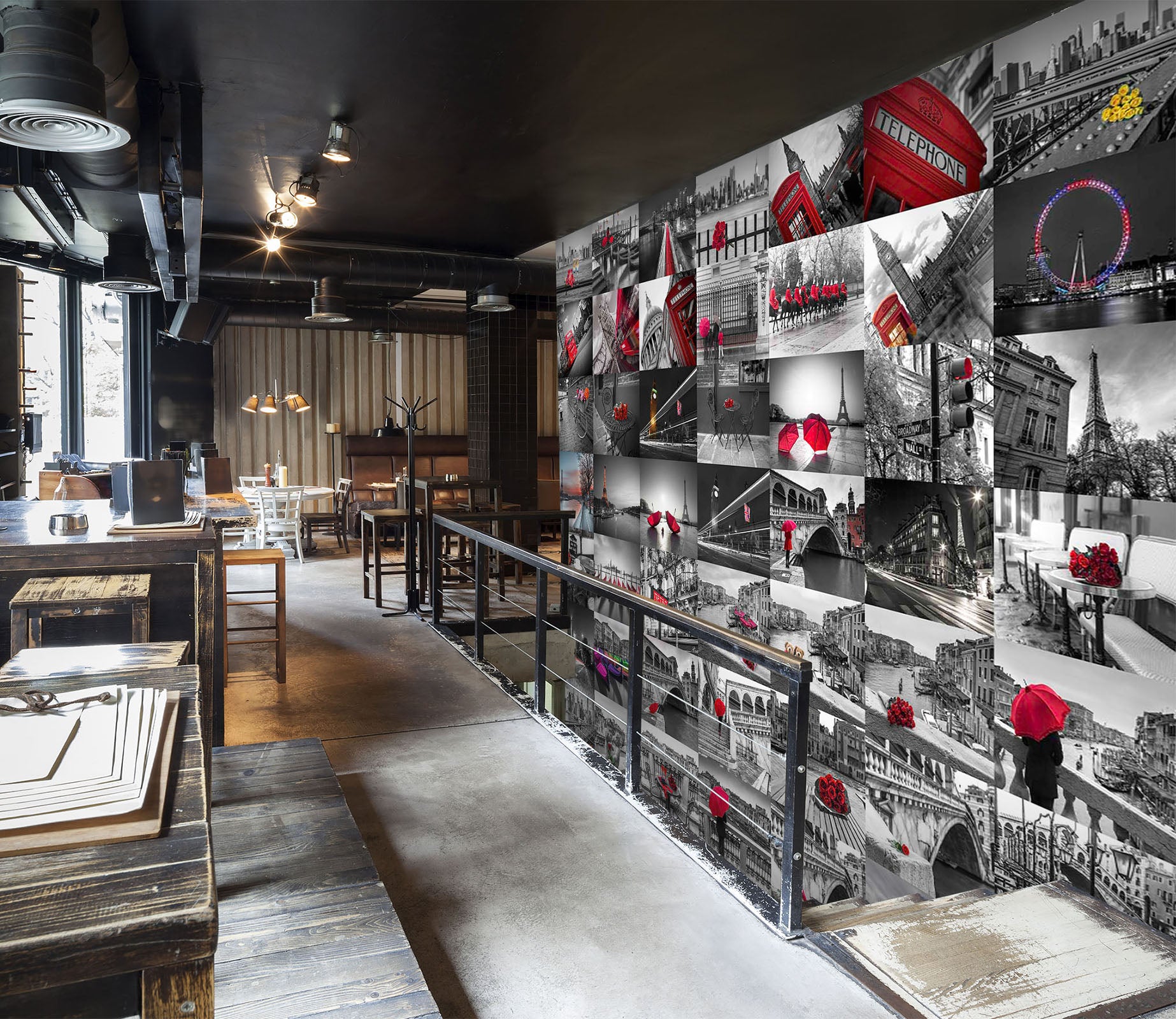 3D Red Umbrella 1401 Assaf Frank Wall Mural Wall Murals