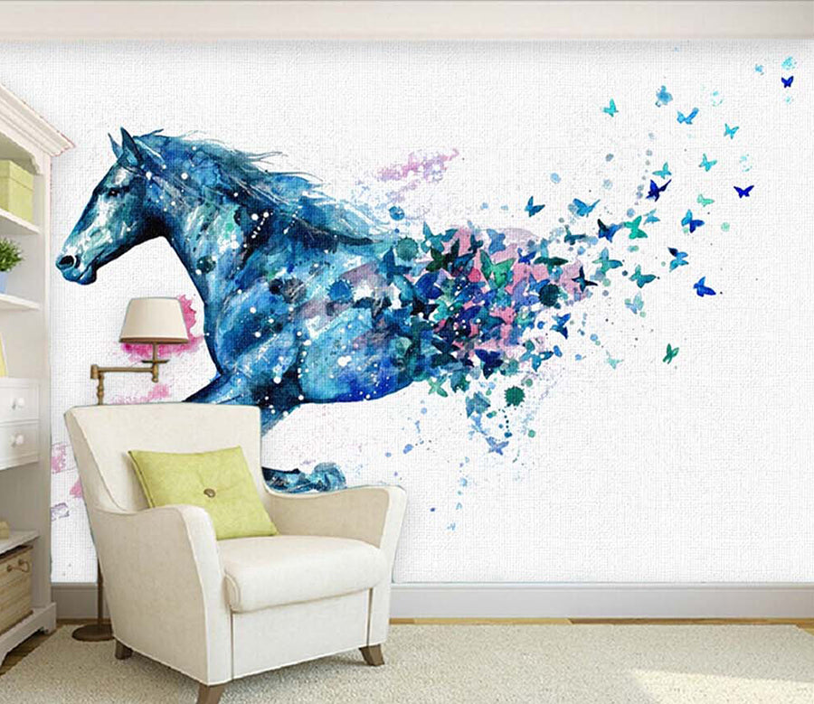 3D Blue Horse WG167 Wall Murals