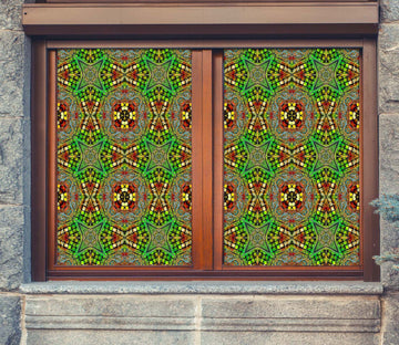 3D Green Flower 046 Window Film Print Sticker Cling Stained Glass UV Block