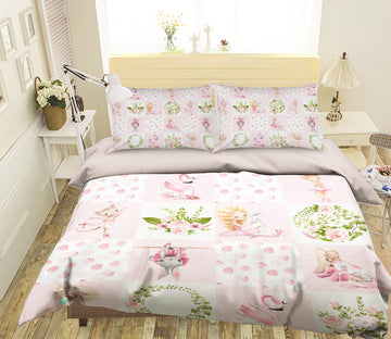 3D Flamingo Rabbit 204 Uta Naumann Bedding Bed Pillowcases Quilt