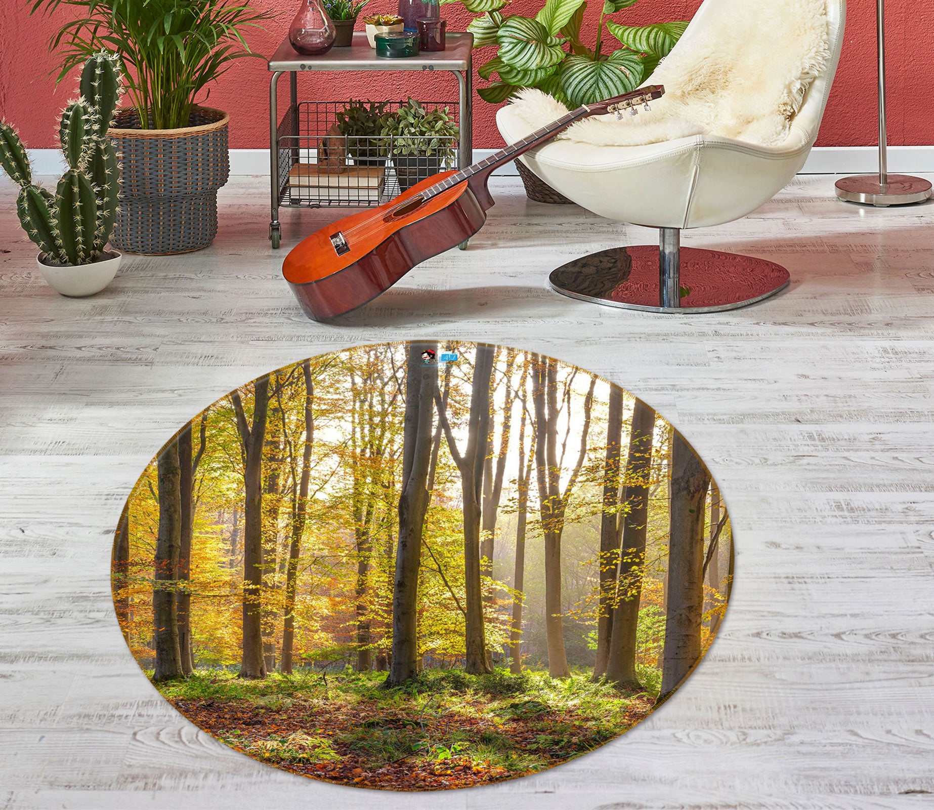 3D Forest Meadow 7577 Assaf Frank Rug Round Non Slip Rug Mat